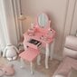 Vaikiškas kosmetinis staliukas su kėdute ir veidrodžiu VG Line KS236-B, baltas/rožinis цена и информация | Kosmetiniai staliukai | pigu.lt