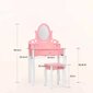 Vaikiškas kosmetinis staliukas su kėdute ir veidrodžiu VG Line KS236-B, baltas/rožinis kaina ir informacija | Kosmetiniai staliukai | pigu.lt