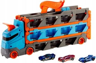 Žaislinis sunkvežimis Hot wheels Speedway Hauler, su 3 automobiliais kaina ir informacija | Žaislai berniukams | pigu.lt