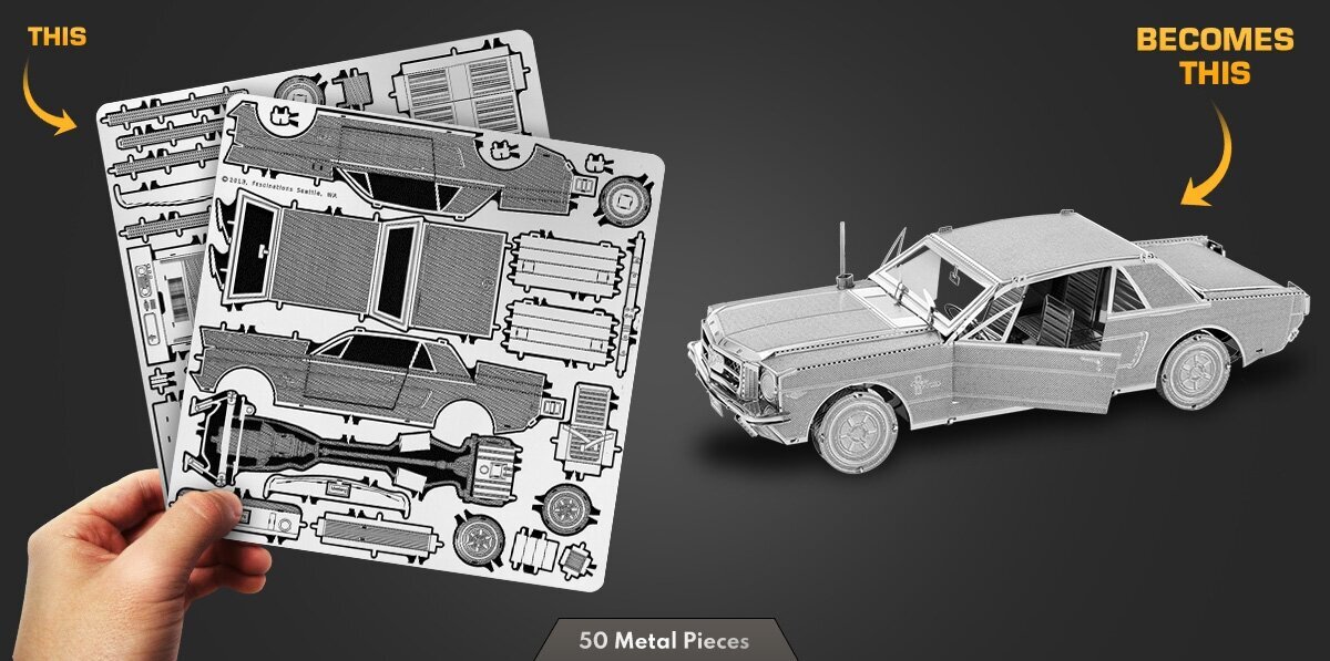 Metalinė dėlionė - konstruktorius Metal Earth Ford 1965 Mustang 3D kaina ir informacija | Konstruktoriai ir kaladėlės | pigu.lt