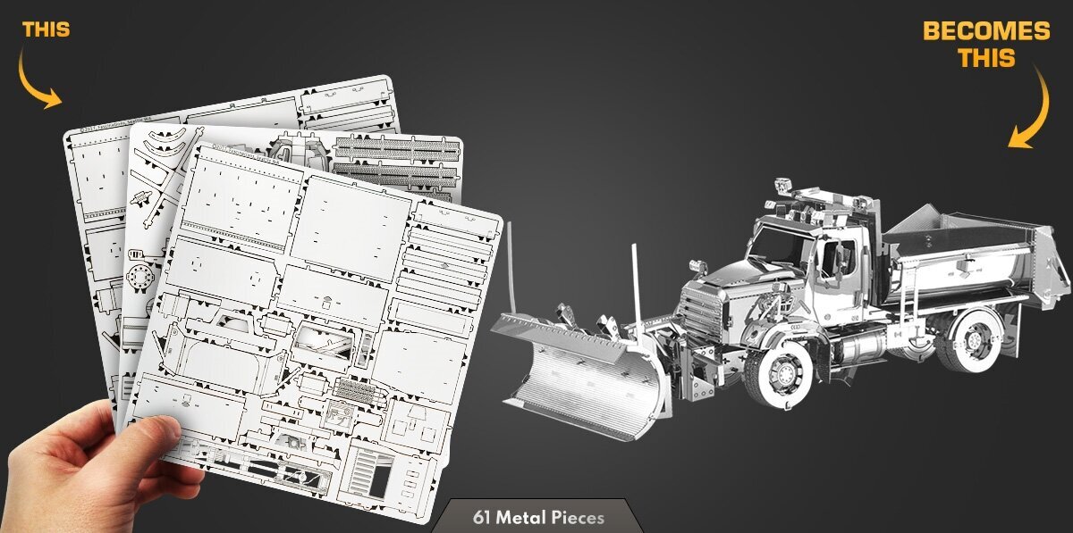 Metalinė dėlionė - konstruktorius Metal Earth Freightliner Snow Plow 3D kaina ir informacija | Konstruktoriai ir kaladėlės | pigu.lt