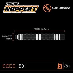 Strėlytės Winmau Danny Noppert 85% Pro-Series, 25g, juodos/baltos kaina ir informacija | Smiginis | pigu.lt