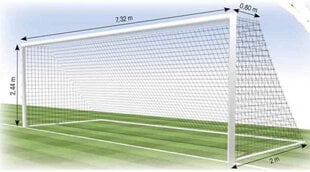 Football net TREMBLAY FF1113MS 7,5x2,5m, 3mm, depth 0,8x2m, 2pcs цена и информация | Футбольные ворота и сетки | pigu.lt