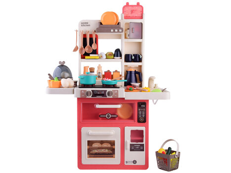 Vaikiška virtuvėlė su priedais, 63 vnt., raudona kaina ir informacija | Žaislai mergaitėms | pigu.lt