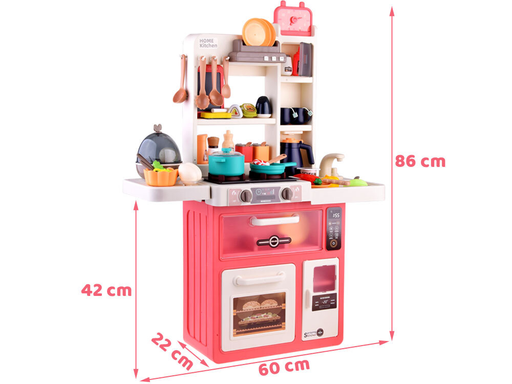 Vaikiška virtuvėlė su priedais, 63 vnt., raudona цена и информация | Žaislai mergaitėms | pigu.lt