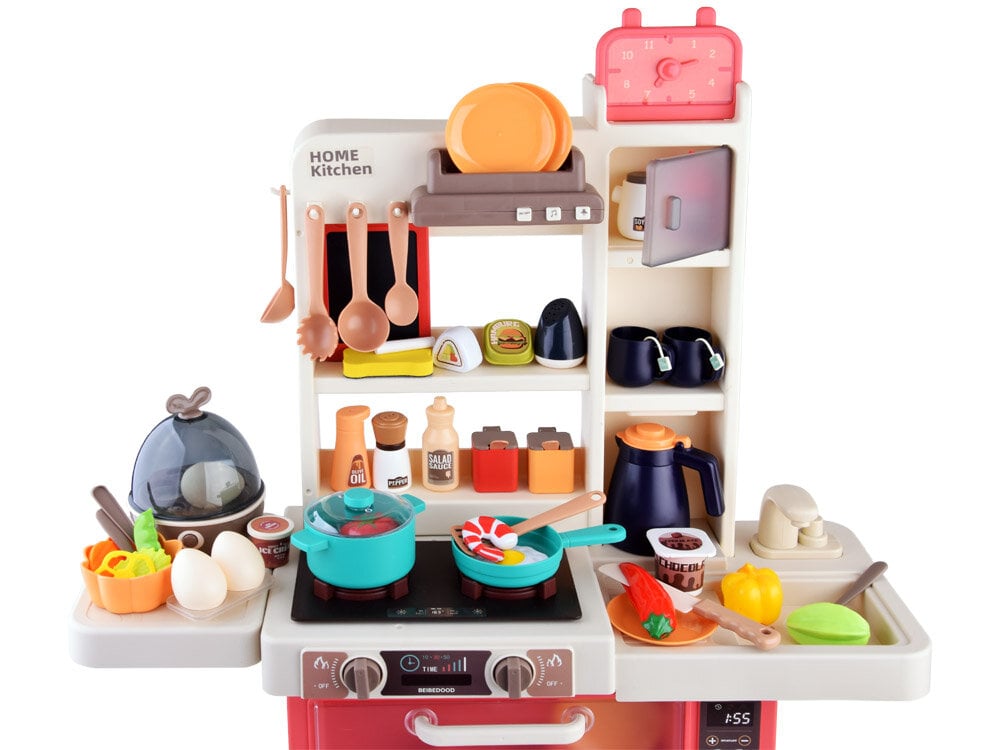Vaikiška virtuvėlė su priedais, 63 vnt., raudona цена и информация | Žaislai mergaitėms | pigu.lt