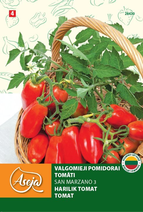 Valgomieji pomidorai /Tomato/ San Marzano 3, ASEJA, 0,5g , 28430( 4 ) цена и информация | Daržovių, uogų sėklos | pigu.lt