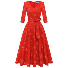 Красное новогоднее платье с рукавами 3/4 цена и информация | Платья | pigu.lt