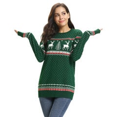 Kalėdinis megztinis moterims, žalias kaina ir informacija | Megztiniai moterims | pigu.lt