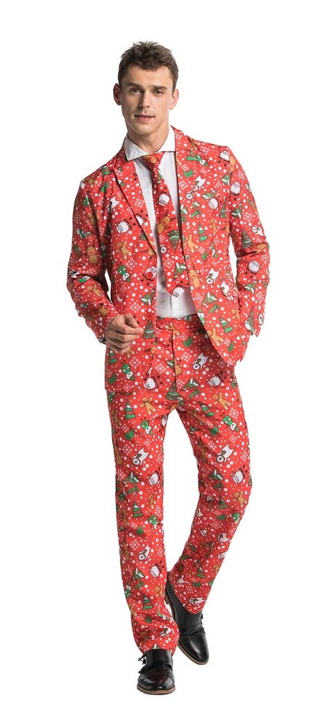 Kalėdinis kostiumas vyrams, raudonas цена и информация | Vyriški kostiumai | pigu.lt