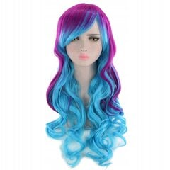Perukas, ilgi mėlyni plaukai, garbanoti, W86 kaina ir informacija | Plaukų aksesuarai | pigu.lt