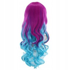 Perukas, ilgi mėlyni plaukai, garbanoti, W86 kaina ir informacija | Plaukų aksesuarai | pigu.lt