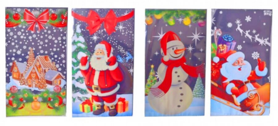 Kalėdiniai dovanų maišeliai, plastikiniai, mišiniai, 20x35cm / 100 vnt kaina ir informacija | Dekoracijos šventėms | pigu.lt