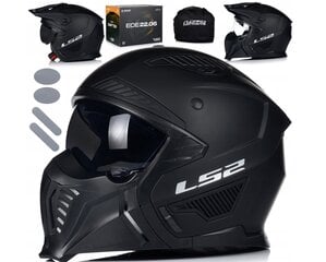 Мотоциклетный шлем 4в1 LS2 OF606 съемная челюсть с козырьком + очки 2шт, размер М цена и информация | Шлемы для мотоциклистов | pigu.lt