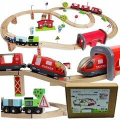 Medinis geležinkelis su akumuliatoriniu traukiniu kaina ir informacija | Žaislai berniukams | pigu.lt
