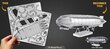 Metalinė dėlionė - konstruktorius Metal Earth Graf Zeppelin 3D цена и информация | Konstruktoriai ir kaladėlės | pigu.lt