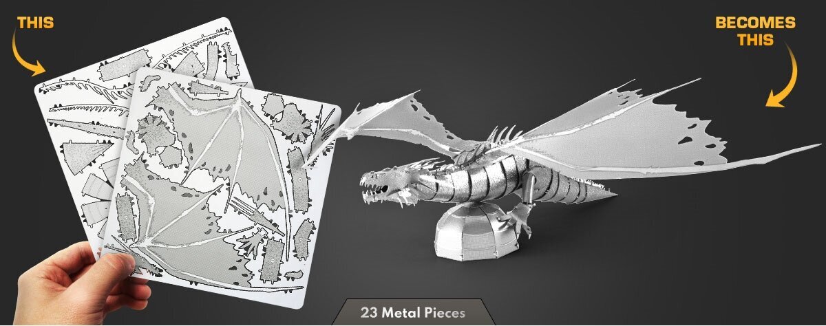 Metalinė dėlionė - konstruktorius Metal Earth Harry Potter Gringgotts Dragon 3D kaina ir informacija | Konstruktoriai ir kaladėlės | pigu.lt