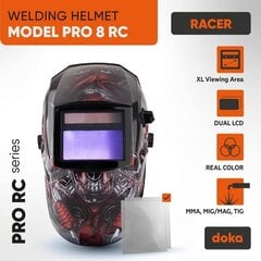 Сварочная маска автоматическая DOKA PRO 8 RC Racer цена и информация | Защита для лица и головы | pigu.lt