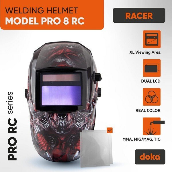 Automatinė suvirinimo kaukė Doka Pro 8 RC Racer kaina ir informacija | Galvos apsauga | pigu.lt
