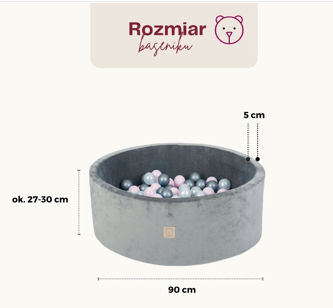 Baseinas su kamuoliukais, 90x30 cm, 200 kamuoliukų kaina ir informacija | Žaislai kūdikiams | pigu.lt