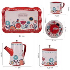 Металлический чайный набор с цветочным узором для детей цена и информация | Игрушки для девочек | pigu.lt