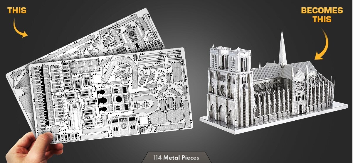 Metalinė dėlionė - konstruktorius Metal Earth Premium Series Notre Dame de Paris 3D kaina ir informacija | Konstruktoriai ir kaladėlės | pigu.lt