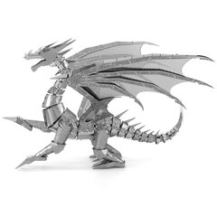 Metalinė dėlionė - konstruktorius Metal Earth Premium Series Silver Dragon 3D цена и информация | Конструкторы и кубики | pigu.lt
