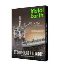 Metalinė dėlionė - konstruktorius Metal Earth Offshore Oil Rig & Tanker, Gift Box 3D цена и информация | Конструкторы и кубики | pigu.lt