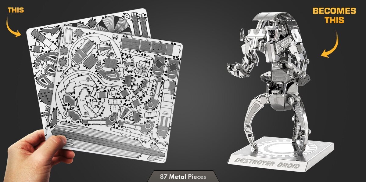 Metalinė dėlionė - konstruktorius Metal Earth Star Wars Destroyer Droid 3D kaina ir informacija | Konstruktoriai ir kaladėlės | pigu.lt