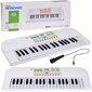 Žaislinis 37 klavišų pianinas su mikrofonu, baltas цена и информация | Lavinamieji žaislai | pigu.lt