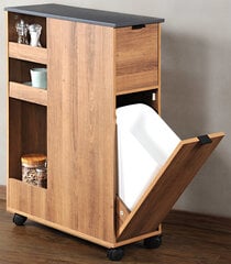 Virtuvės vežimėlis su šiukšliadėžė Kesper, rudas/pilkas kaina ir informacija | Virtuvės ir valgomojo stalai, staliukai | pigu.lt