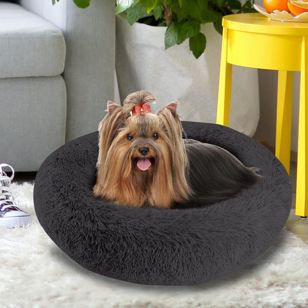Ilgas pliušinis šuns guolis, 60 cm, pilkas цена и информация | Guoliai, pagalvėlės | pigu.lt