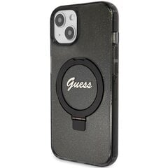 Guess GUHMP14SHRSGSK iPhone 14 | 15 | 13 6.1" czarny|black hardcase Ring Stand Script Glitter MagSafe цена и информация | Чехлы для телефонов | pigu.lt