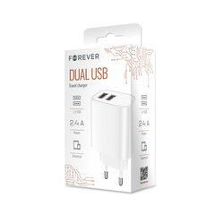 Forever wall charger 2xUSB 2,4A LS-03 white цена и информация | Зарядные устройства для телефонов | pigu.lt