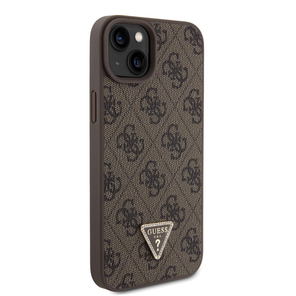 Guess PU 4G Strass Triangle Metal Logo Case for iPhone 15 Plus Brown  (Damaged Package) цена | pigu.lt