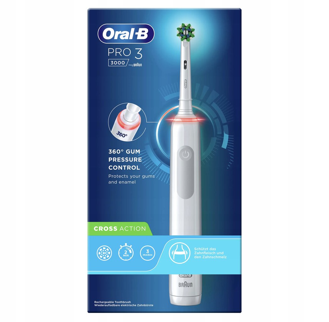 Oral-B Pro 3 3000 kaina ir informacija | Elektriniai dantų šepetėliai | pigu.lt