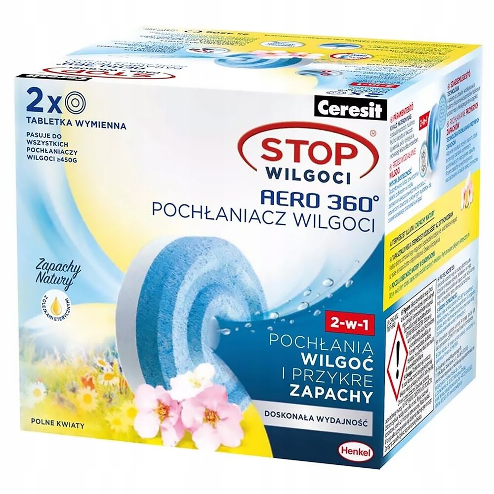 4x "Ceresit" absorbento tabletės 450 g (2x lauko gėlės, 2x bekvapės) цена и информация | Oro sausintuvai, drėgmės surinkėjai | pigu.lt