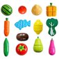 Medinių daržovių ir vaisių rinkinys pjaustymui dėžutėje StoreXO, 34 d. kaina ir informacija | Žaislai mergaitėms | pigu.lt