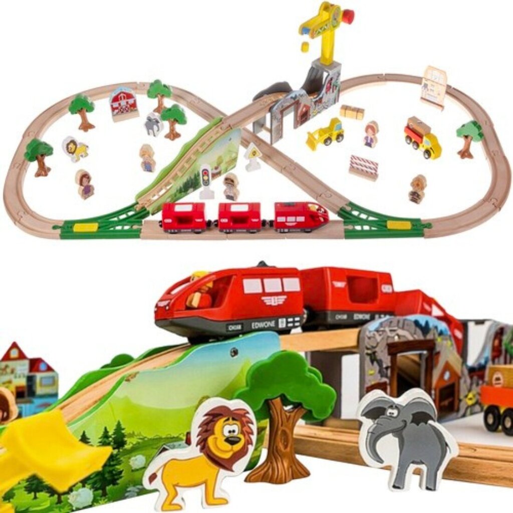 Medinis geležinkelis su priedais StoreXO kaina ir informacija | Žaislai berniukams | pigu.lt