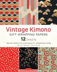 Vintage Kimono Gift Wrapping Papers - 12 sheets: 6 illustrations from 1900's Vintage Japanese Kimono Fabrics- 18 x 24 inch (45 x 61 cm) Wrapping Paper Sheets цена и информация | Исторические книги | pigu.lt