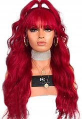 Perukas W95, ilgi raudoni banguoti plaukai kaina ir informacija | Plaukų aksesuarai | pigu.lt