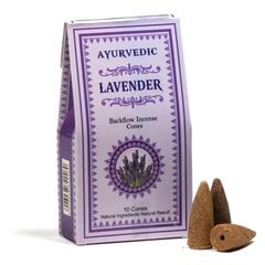 Kūginiai smilkalai kriokliui Ayurvedic Lavender, 10 vnt. цена и информация | Ароматы для дома | pigu.lt