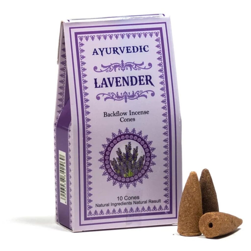 Kūginiai smilkalai kriokliui Ayurvedic Lavender, 10 vnt. kaina ir informacija | Namų kvapai | pigu.lt