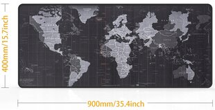 Коврик для мыши и клавиатуры XXL, нескользящий - черный, 90x45 цена и информация | Мыши | pigu.lt