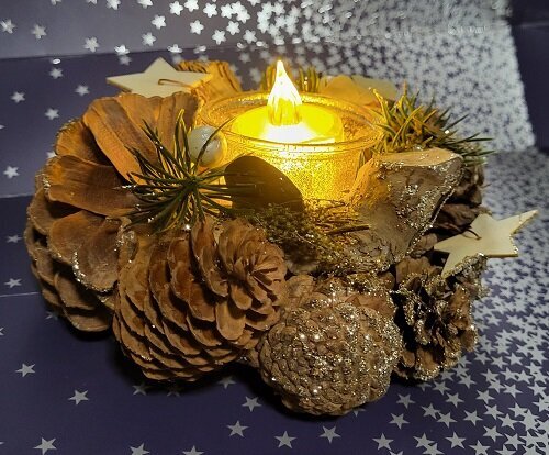 Kalėdinė dekoracija žvakidė 15 cm kaina ir informacija | Kalėdinės dekoracijos | pigu.lt