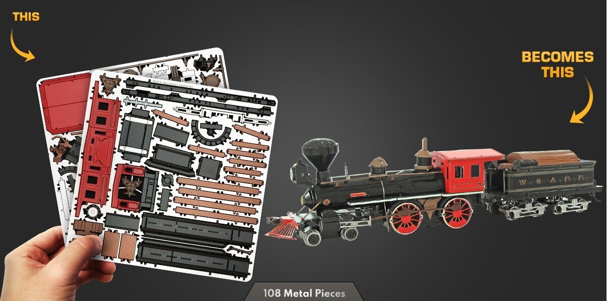 Metalinė dėlionė - konstruktorius Metal Earth Wild West 4-4-0 Locomotive 3D kaina ir informacija | Konstruktoriai ir kaladėlės | pigu.lt