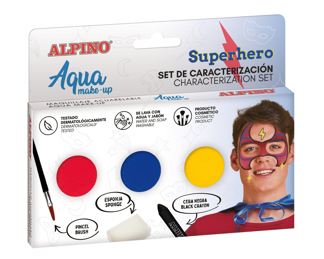 Makiažo rinkinys Alpino Superhero Aqua make-up 3sp, 1 vnt kaina ir informacija | Kosmetika vaikams ir mamoms | pigu.lt