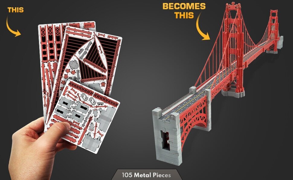 Metalinis 3D konstruktorius Metal Earth Premium Series Golden Gate Bridge kaina ir informacija | Konstruktoriai ir kaladėlės | pigu.lt