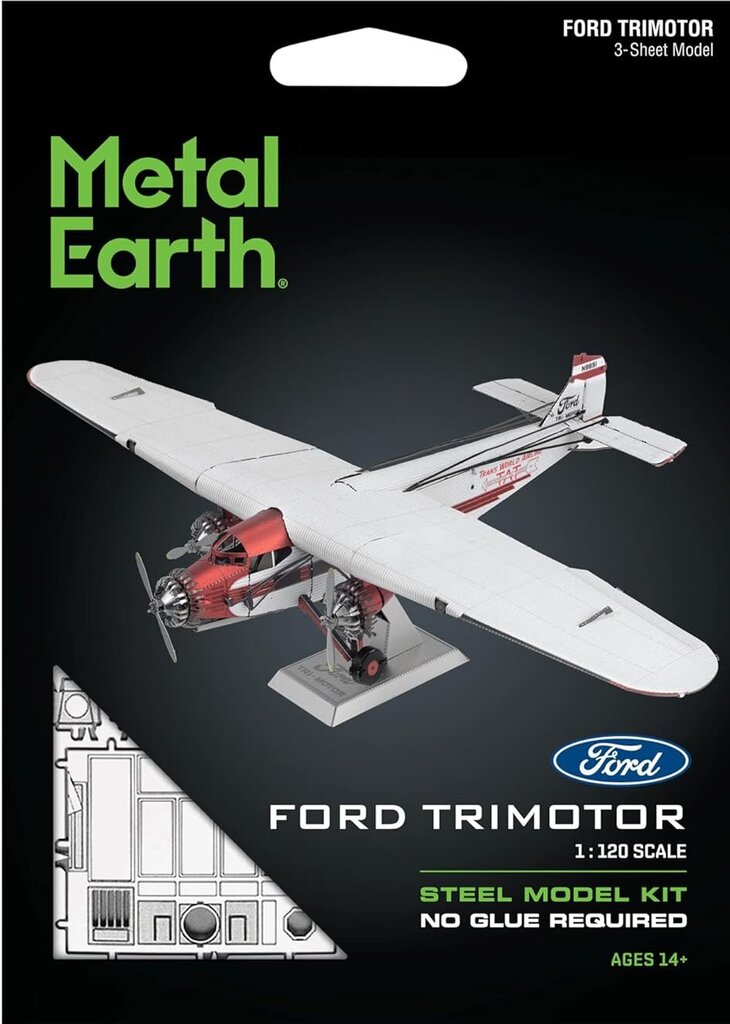 Metalinis 3D konstruktorius Metal Earth Ford Trimotor kaina ir informacija | Konstruktoriai ir kaladėlės | pigu.lt