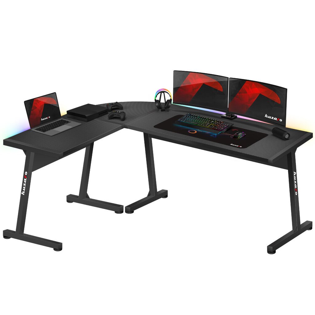 Žaidimų stalas Huzaro Hero 6.0 RGB LED, juodas kaina ir informacija | Kompiuteriniai, rašomieji stalai | pigu.lt